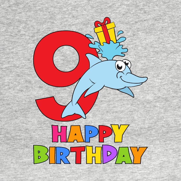 9th Birthday Party 9 Year Old Nine Years by KidsBirthdayPartyShirts